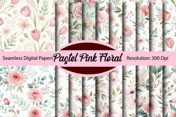 Download Pastel Pink Floral Digital Paper - Pastel pink Collection