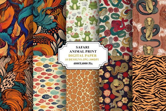 Download Safari Animal Print Digital Paper Bundle - Animal print digital paper Collection