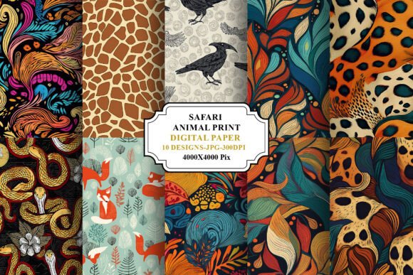 Download Safari Animal Print Digital Paper Bundle - Animal print digital paper Collection