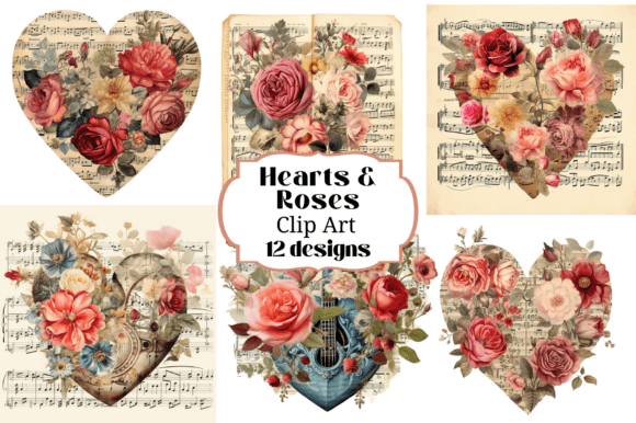 Download Hearts Roses Music Valentines Clip Art - Clip art Collection