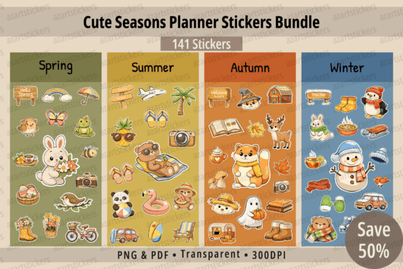 Download Cute Seasons Planner Stickers Bundle - Seasons Collection