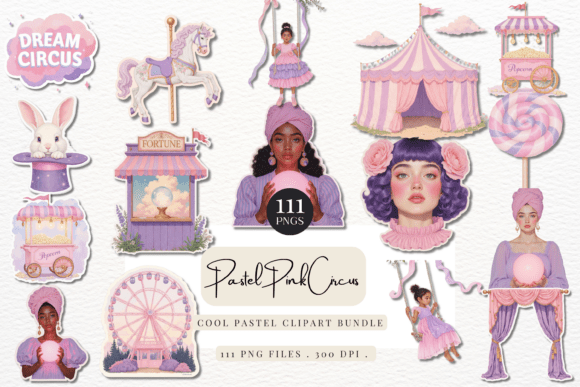 Download PASTEL PINK CIRCUS CLIPART BUNDLE - Pastel pink Collection