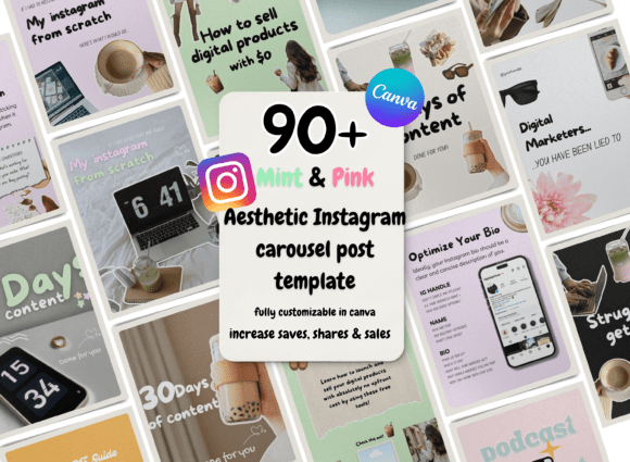 Download 90 Pastel Pink Instagram Canva Template - Pastel pink Collection