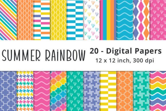 Download Summer Rainbow Colors Patterned Paper - Premium Resources