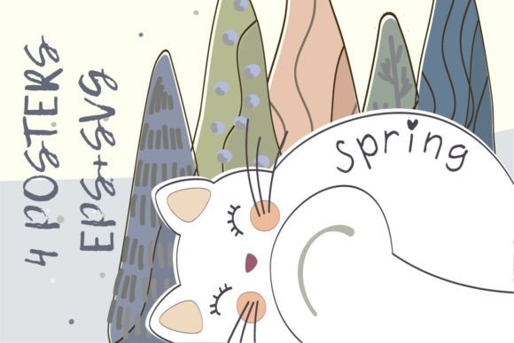 Download Poster 4 Seasons - with a Cat - Seasons Collection