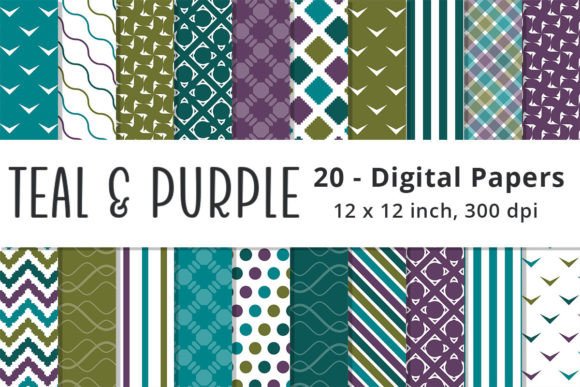 Download Purple, Teal, and Green Patterned Paper - Premium Resources