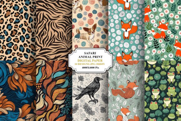 Download Safari Animal Print Digital Paper Bundle - Animal print digital paper Collection