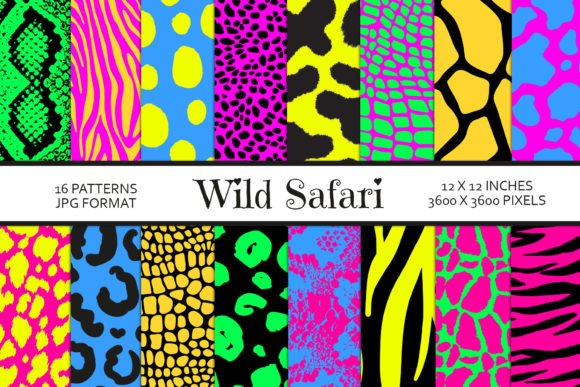 Download Neon Safari Animal Print Digital Paper - Animal print digital paper Collection