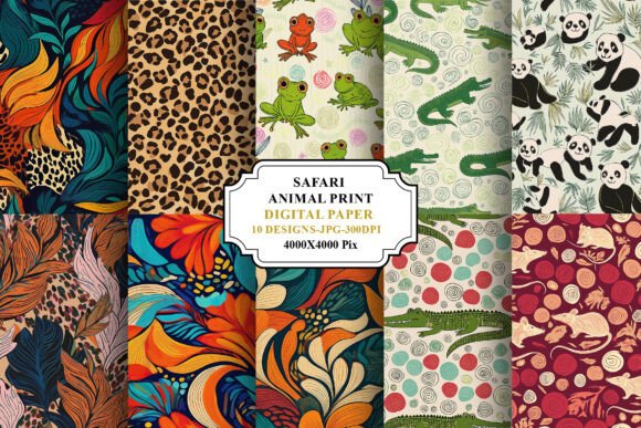 Download Safari Animal Print Digital Paper Bundle - Animal print digital paper Collection
