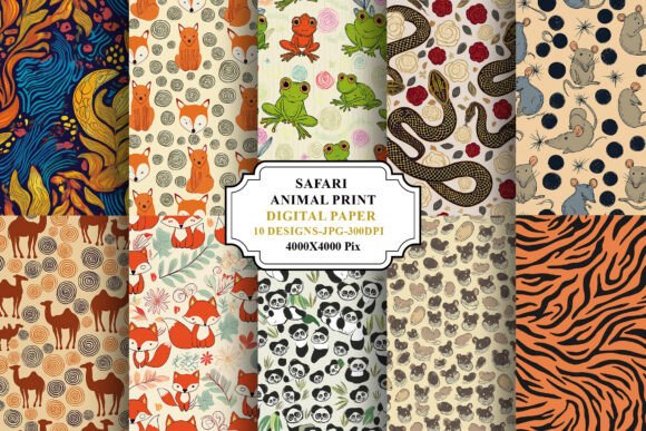 Download Safari Animal Print Digital Paper Bundle - Animal print digital paper Collection