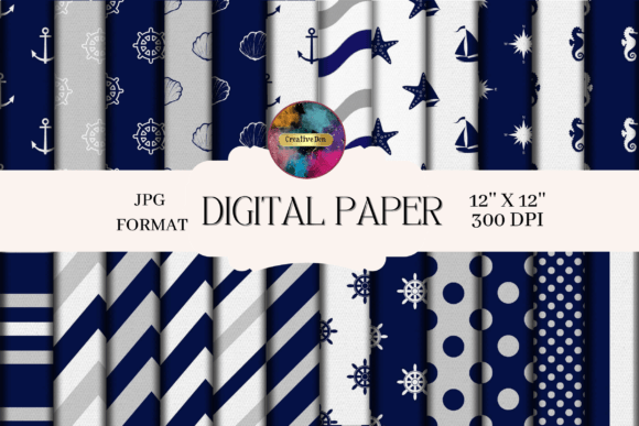 Download Nautical Bliss - 24 Blue Patterned Paper - Premium Resources